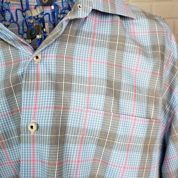 Peter Millar Mens Blue Check Long Sleeve Button up Dress Shirt size XL Cotton - Picture 4 of 11
